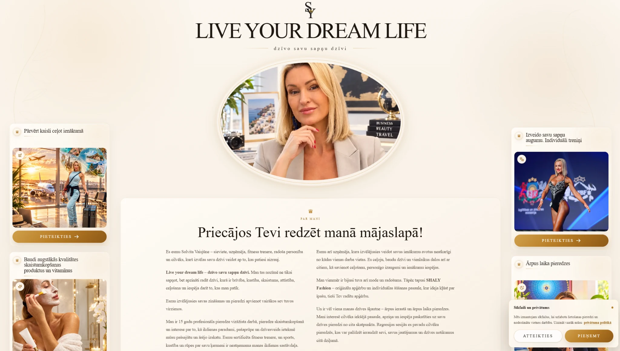 SHALY personīgā zīmola mājaslapa